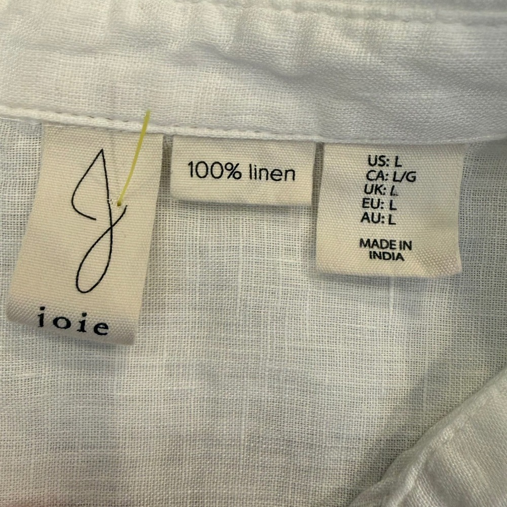 Joie Eyelet 100% Linen Blouse White Large eyelet cottage coquette spring boho - Picture 4 of 9